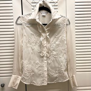 Blouse with piping overlaid details petite 6